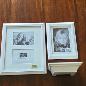 2 Photo Frames with Shelf Grouping "Rare Woods" brand. White. NWT